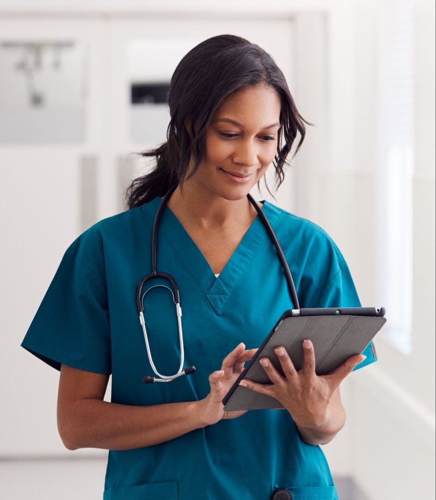 nurse with tablet